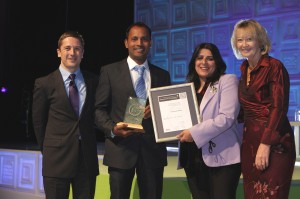 Community Award Winner 2015 Graham Miller, Tourism for Tomorrow Lead Judge and Winner - Reality Tours and Travel, India, Krishna Pujari, Co-Founder and Manal Saad Kelig, Community Award Judge and Fiona Jeffery OBE, Chair Tourism for Tomorrow Awards
