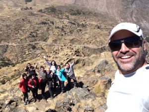 Press group selfie in archeological site of Ancasmarca