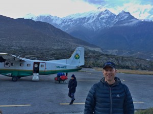 Shannon Stowell at the breathtaking Jomsom airport. Photo © Shannon Stowell