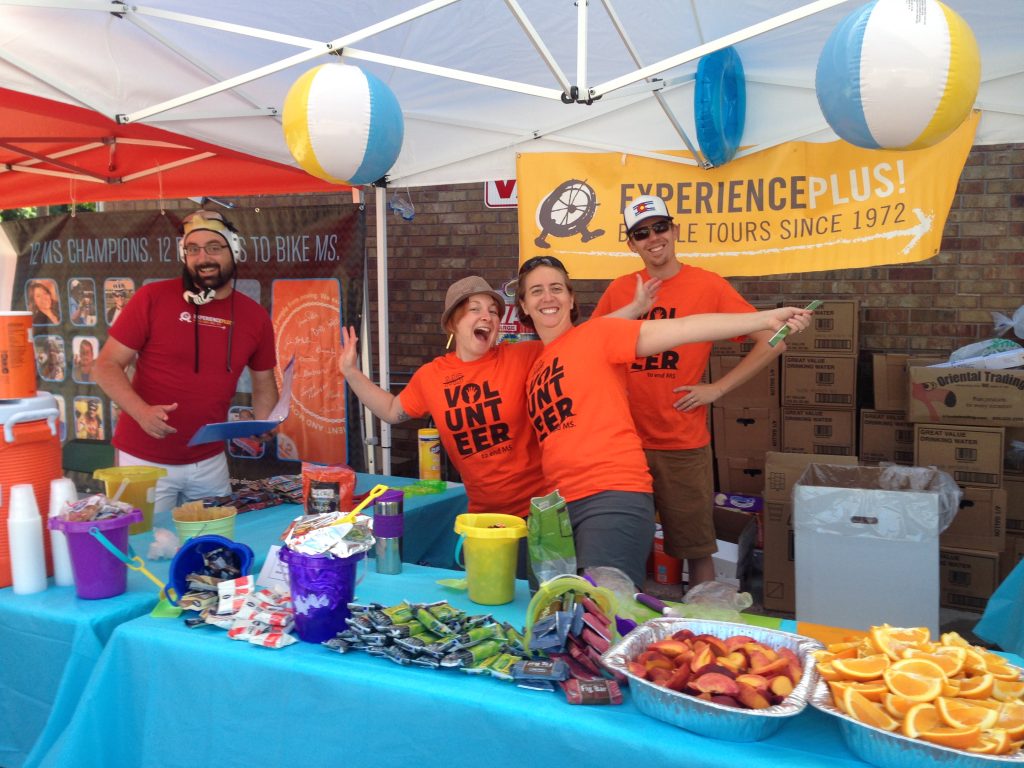 ExperiencePlus! Fort Collins staff members volunteer at the annual BikeMS charity ride. © ExperiencePlus! Bicycle Tours