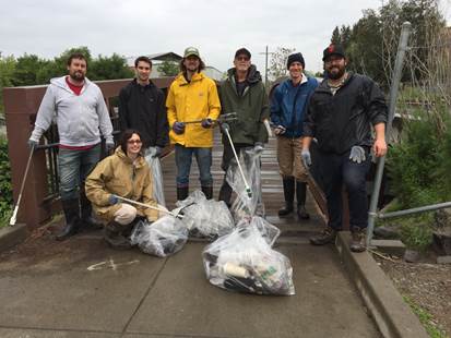 AmeriCan Adventures staff carves out time to clean up Santa Rosa Creek. - © Alistair Bleifuss