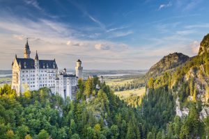 Hohenschwangau, Germany - September 25, 2013: Neuschwanstein Castle in the Bavarian Alps of Germany. The castle was commissioned by Ludwig II and completed in 1892.