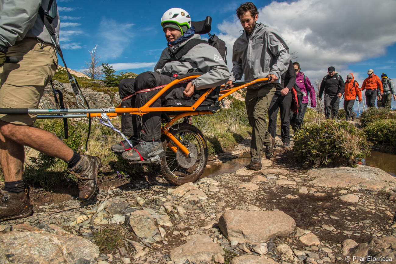 Traveler in a wheelchair in Torres del Paine